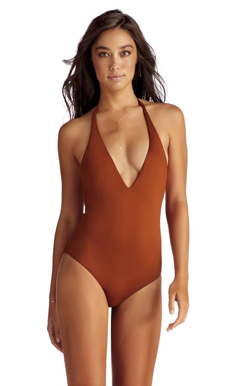 Copper One Piece Swimsuit, Cheeky Monokini, Swimwear, Brazilian