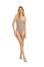 Kibys Taupe Roxy Moderate One Piece Swimsuit