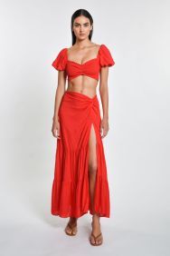 Peixoto Red Sangria Lotus Valentina Skirt