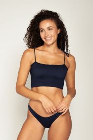 Peixoto Saphire Blue Shimmer Smocked Cleo Bikini Top