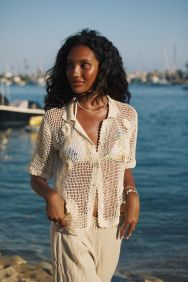 PQ Swim Ivory Crochet Flower Top