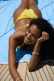 PQ Swim Polka Dot Lettuce Edge Tie Side Bottom