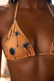 Verdelimon Yellow Palm Trees Moa Triangle Bikini Top