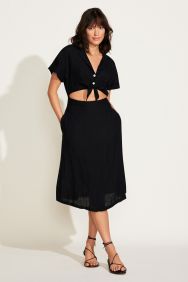 Vitamin A Black EcoLinen Playa Cut Out Dress