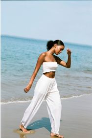 Vitamin A white Crinkle Cotton Costa Pant