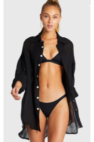 Vitamin A EcoLinen Playa Shirt Dress in Black