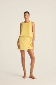 Vitamin A Harbor Terry Banana Cream Oasis Wrap Skirt