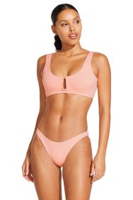 Vitamin A Pink Coral EcoRib Astrid Bralette Bikini Top