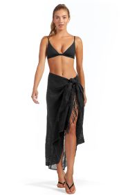 Vitamin A Salinas Sarong in Black EcoLinen