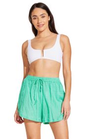 Vitamin A Seafoam Cotton Crinkle Costa Short