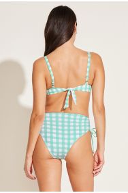 Vitamin A Seafoam Pucker Gingham Gemma Ruched High Waist Bottom