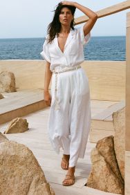 Vitamin A White EcoLinen Playa Pocket Blouse