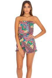 Luli Fama Luli Tribe Strapless Ruffle Romper