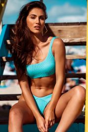 Luli Fama Mar Pura Curiosidad One Shoulder Lace Back Top