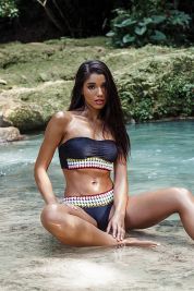 Luli Fama Night Lights Pompom Bandeau Bikini Top