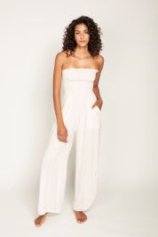 Peixoto Beige Canvas Stripe Harriet Jumpsuit