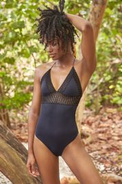 Peixoto Black Sari One Piece Swimsuit