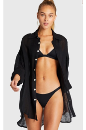 Vitamin A EcoLinen Playa Shirt Dress in Black